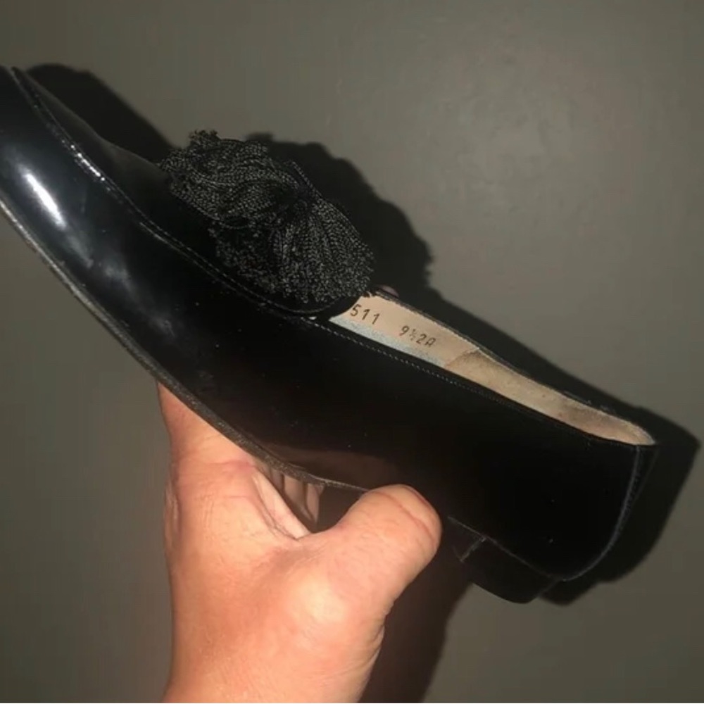 Salvatore Ferragamo black patent leather shoes